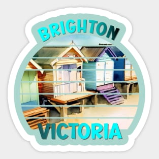 Brighton Victoria Australia Retro Vintage Sunset Beach Boxes Sticker